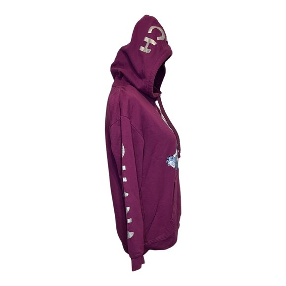Disney Lilo & Stitch Junior's Medium Purple Hoodie Vintage Style Stitch Metallic - Picture 5 of 6